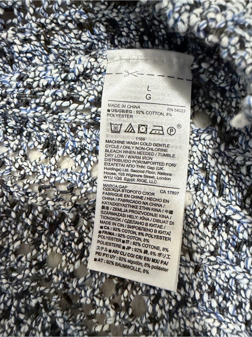 Gap open-stitch marled knit sweater tank top Sz L - Picture 4 of 7